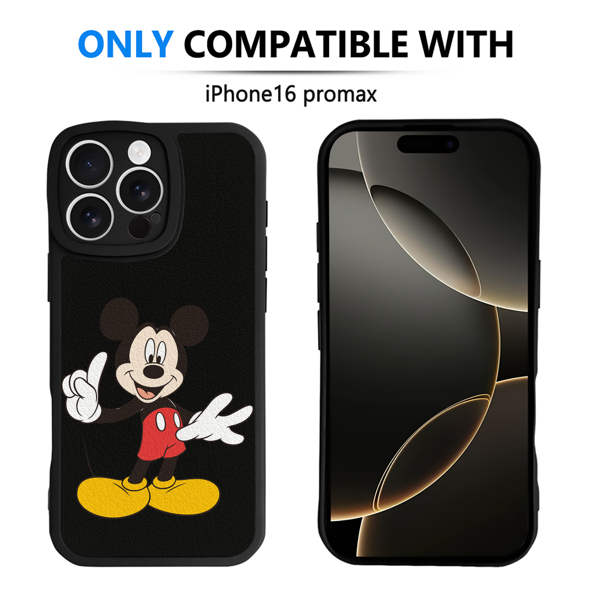 （画像用） ミッキーマウス Mickey Mouse 【iPhone 16シリーズ対応】シリコンスマホケース（レザー調） 材質：シリコン